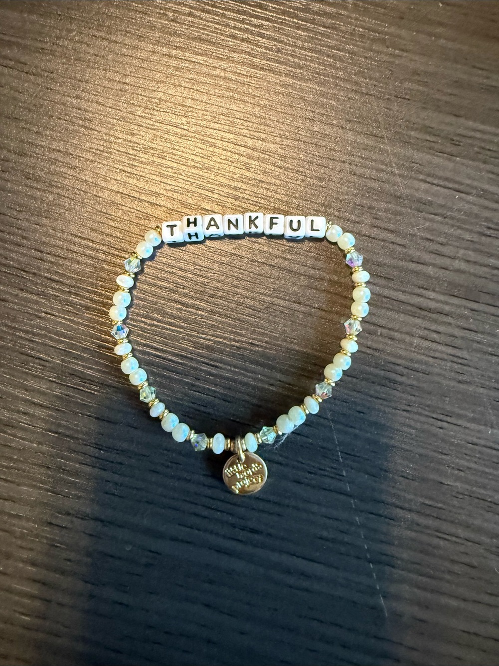 Little words project Thankful Pearl Bead Bracelet with Gold Charm - Picture 3 of 3